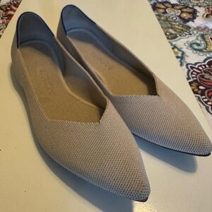 Rothy’s The Point Tan Ecru Ballerina Flats sz 9